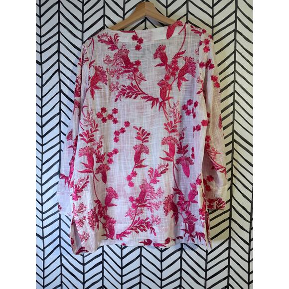 SOFT SURROUNDINGS Embroidered Floral Etienne
Tunic White Pink size medium - Picture 5 of 7